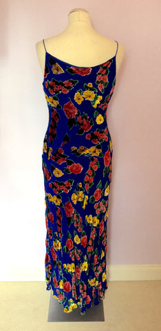 Monsoon Blue Floral Silk Blend Long Dress Size 14 - Whispers Dress Agency - Womens Dresses - 3