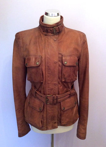 Belstaff Cognac / Antique Brown Leather 'Triumph' Jacket Size 12/14 - Whispers Dress Agency - Sold - 1