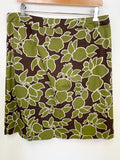 BODEN GREEN & BROWN PRINT COTTON A LINE SKIRT SIZE 16R
