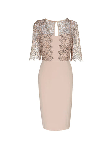 LK BENNETT HUSTON BARLEY SUGAR LACE BODICE PENCIL DRESS SIZE 10