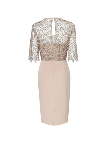 LK BENNETT HUSTON BARLEY SUGAR LACE BODICE PENCIL DRESS SIZE 10