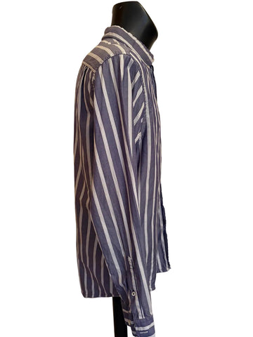 TOMMY HILFIGER BLUE & WHITE STRIPED LONG SLEEVED SHIRT SIZE L