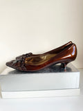 BRAND NEW KENNEL UND SCHMENGER BROWN PATENT LEATHER KITTEN HEELS SIZE 7/40