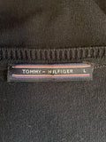 TOMMY HILFIGER NAVY BLUE,RED & OFF WHITE COLOURBLOCK LONG SLEEVED JUMPER SIZE L