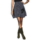 REISS MARCEY BLACK & BLUE FLORAL PRINT LACE TRIM FLARE SKIRT SIZE 10
