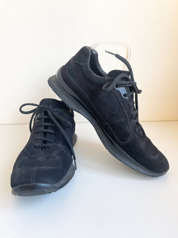 PRADA BLACK SUEDE LACE UP TRAINERS SIZE 7.5/41