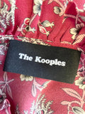 THE KOOPLES RED & CREAM FLORAL PRINT 100% SILK LONG SLEEVED BLOUSE SIZE S