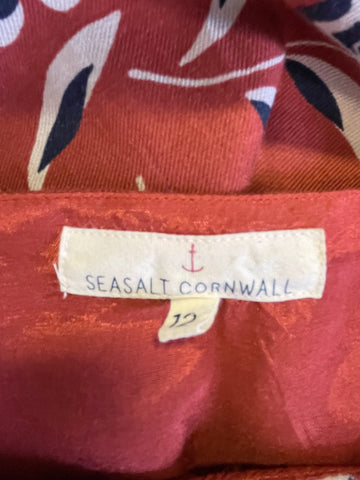 SEASALT CORNWALL RUSSET WILD GARDEN FLORAL PRINT COTTON DRESS SIZE 12