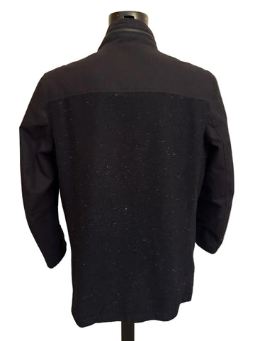 RHINO RUGBY BLACK WOOL & CANVAS MIX ZIP & BUTTON UP JACKET SIZE L