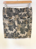 DIESEL BROWN & BEIGE CAMOUFLAGE DENIM MINI SKIRT SIZE 12