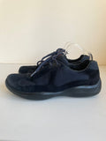 PRADA AMERICAS CUP NAVY BLUE SUEDE & MESH LACE UP TRAINERS SIZE 7/40.5
