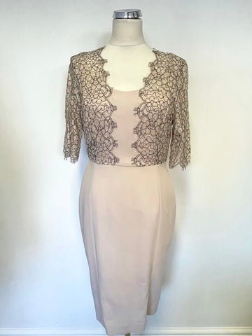 LK BENNETT HUSTON BARLEY SUGAR LACE BODICE PENCIL DRESS SIZE 10