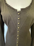 PERUVIAN CONNECTION BROWN PIMA COTTON & ALPACA LONG SLEEVED MIDI DRESS SIZE M