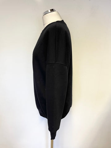 MINT VELVET BLACK & SILVER SEQUINNED LIP FRONT SWEATSHIRT SIZE L