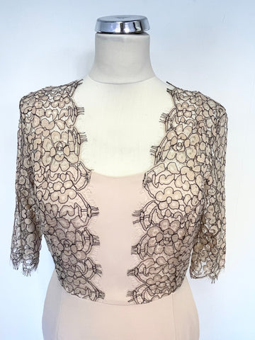 LK BENNETT HUSTON BARLEY SUGAR LACE BODICE PENCIL DRESS SIZE 10