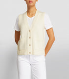 ME+EM CREAM V NECK WOOL & CASHMERE BLEND SLEEVELESS  SWEATER VEST SIZE S