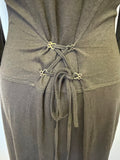 PERUVIAN CONNECTION BROWN PIMA COTTON & ALPACA LONG SLEEVED MIDI DRESS SIZE M