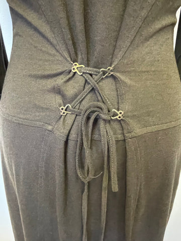 PERUVIAN CONNECTION BROWN PIMA COTTON & ALPACA LONG SLEEVED MIDI DRESS SIZE M