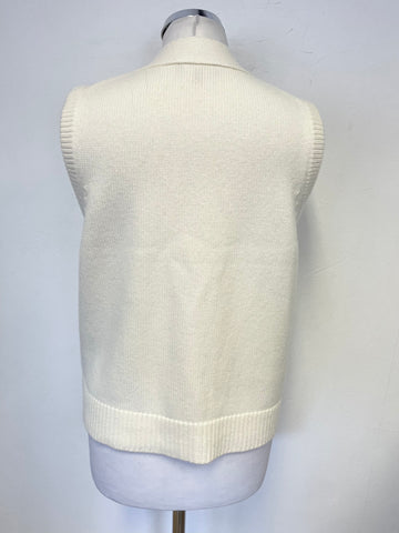 ME+EM CREAM V NECK WOOL & CASHMERE BLEND SLEEVELESS  SWEATER VEST SIZE S