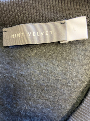 MINT VELVET BLACK & SILVER SEQUINNED LIP FRONT SWEATSHIRT SIZE L