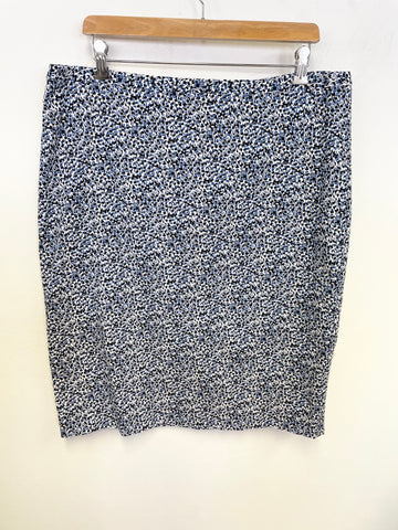 PURE COLLECTION BLUE PRINT PENCIL SKIRT SIZE 18