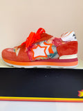 ATLANTIC STARS GEMMA ORANGE SUEDE WITH FLORAL PRINT & NEON STAR TRIM LACE UP TRAINERS  SIZE 5/38