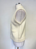 ME+EM CREAM V NECK WOOL & CASHMERE BLEND SLEEVELESS  SWEATER VEST SIZE S
