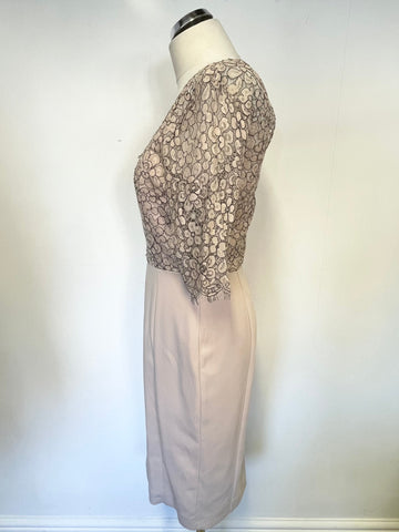 LK BENNETT HUSTON BARLEY SUGAR LACE BODICE PENCIL DRESS SIZE 10