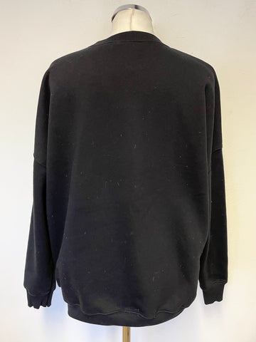 MINT VELVET BLACK & SILVER SEQUINNED LIP FRONT SWEATSHIRT SIZE L