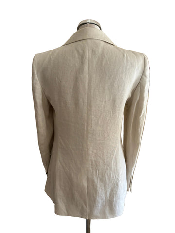 BRAND NEW REISS MOLLIE NEUTRAL 100% LINEN DOUBLE BREASTED BLAZER  SIZE 8