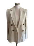 BRAND NEW REISS MOLLIE NEUTRAL 100% LINEN DOUBLE BREASTED BLAZER  SIZE 8