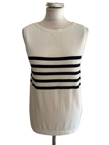 BRAND NEW COS WHITE & NAVY BLUE STRIPE FINE KNIT SLEEVELESS TOP SIZE 8