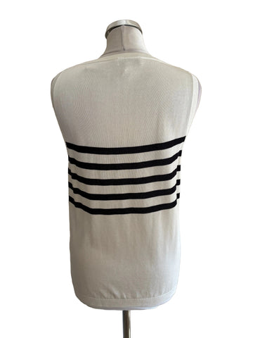 BRAND NEW COS WHITE & NAVY BLUE STRIPE FINE KNIT SLEEVELESS TOP SIZE 8