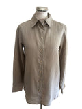 REISS 100% LINEN CAPRI BEIGE LONG SLEEVED SHIRT SIZE 8