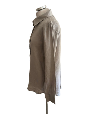 REISS 100% LINEN CAPRI BEIGE LONG SLEEVED SHIRT SIZE 8