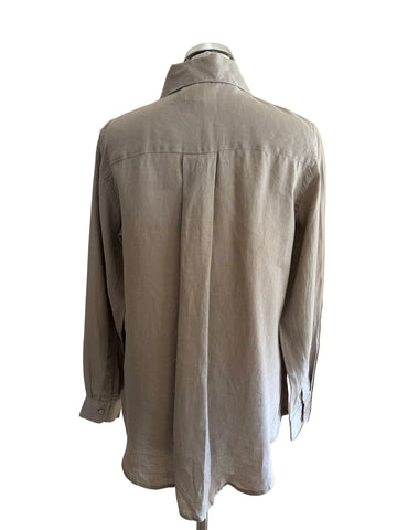 REISS 100% LINEN CAPRI BEIGE LONG SLEEVED SHIRT SIZE 8