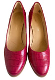 BRAND NEW CLARKS DARK PINK LEATHER CROC PRINT BLOCK HEEL COURT SHOES SIZE 6/39.5