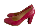 BRAND NEW CLARKS DARK PINK LEATHER CROC PRINT BLOCK HEEL COURT SHOES SIZE 6/39.5