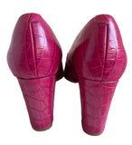 BRAND NEW CLARKS DARK PINK LEATHER CROC PRINT BLOCK HEEL COURT SHOES SIZE 6/39.5