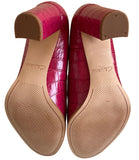 BRAND NEW CLARKS DARK PINK LEATHER CROC PRINT BLOCK HEEL COURT SHOES SIZE 6/39.5