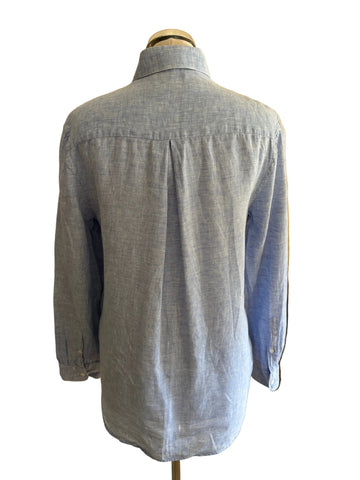 REISS 100% LINEN CAMMIE LIGHT BLUE LONG SLEEVED SHIRT SIZE 8