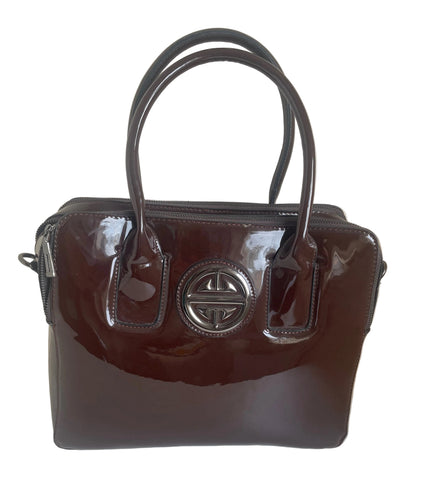 UNBRANDED DARK BROWN PATENT HAND /SHOULDER BAG