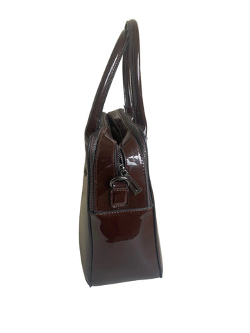 UNBRANDED DARK BROWN PATENT HAND /SHOULDER BAG
