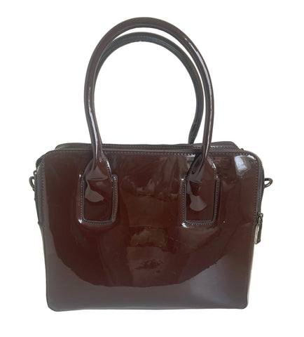 UNBRANDED DARK BROWN PATENT HAND /SHOULDER BAG