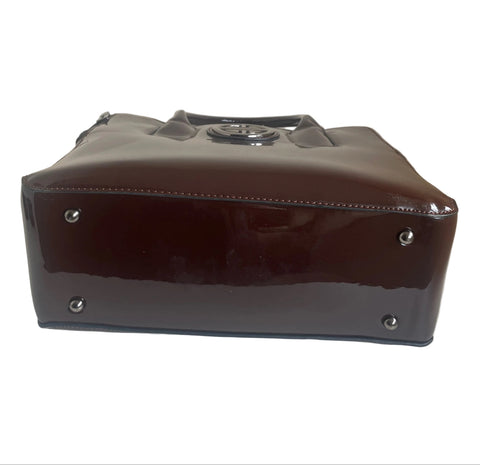 UNBRANDED DARK BROWN PATENT HAND /SHOULDER BAG