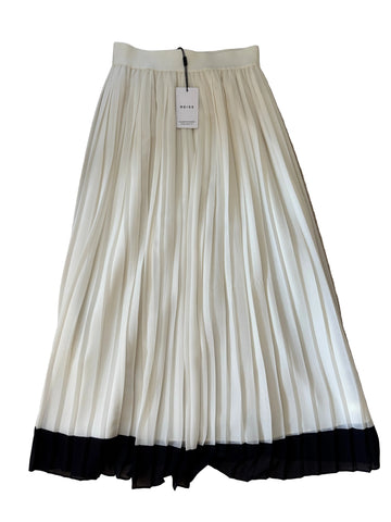 BRAND NEW REISS OSTI KNIFE PLEATED WHITE & NAVY TRIM MIDI SKIRT SIZE 8