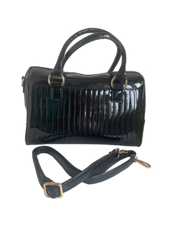 MODA IN PELLE BLACK PATENT HAND /SHOULDER BAG