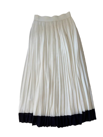 BRAND NEW REISS OSTI KNIFE PLEATED WHITE & NAVY TRIM MIDI SKIRT SIZE 8