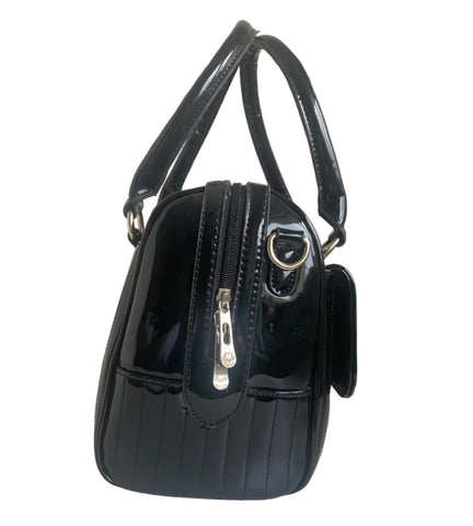 MODA IN PELLE BLACK PATENT HAND /SHOULDER BAG