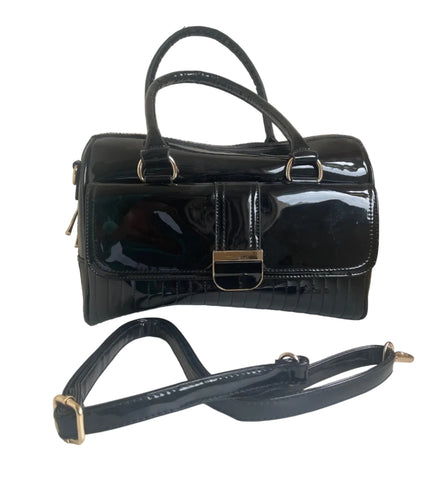 MODA IN PELLE BLACK PATENT HAND /SHOULDER BAG